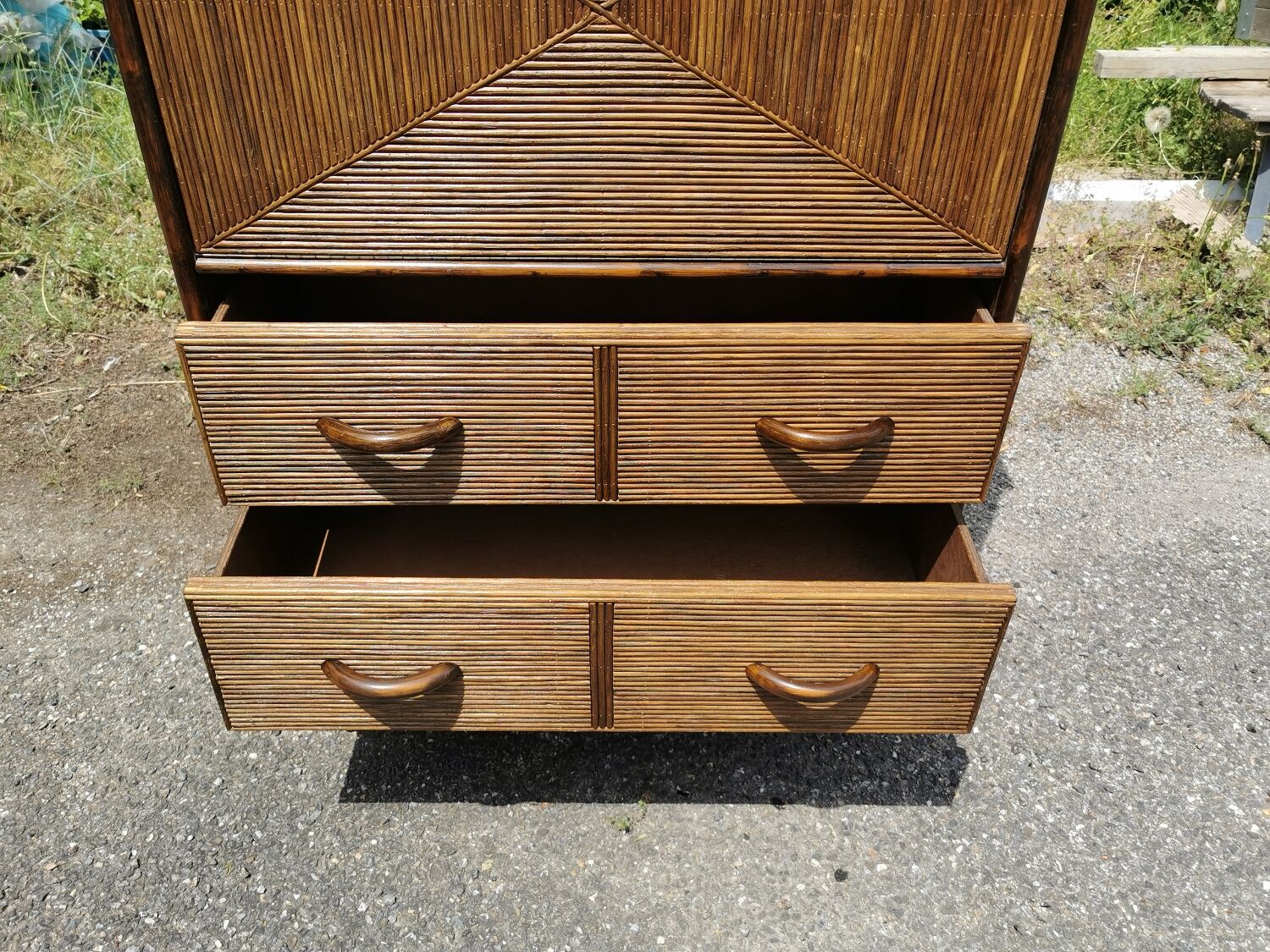 Vintage bamboo bar cabinet