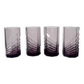 Set of 4 purple graphic octagonal glasses