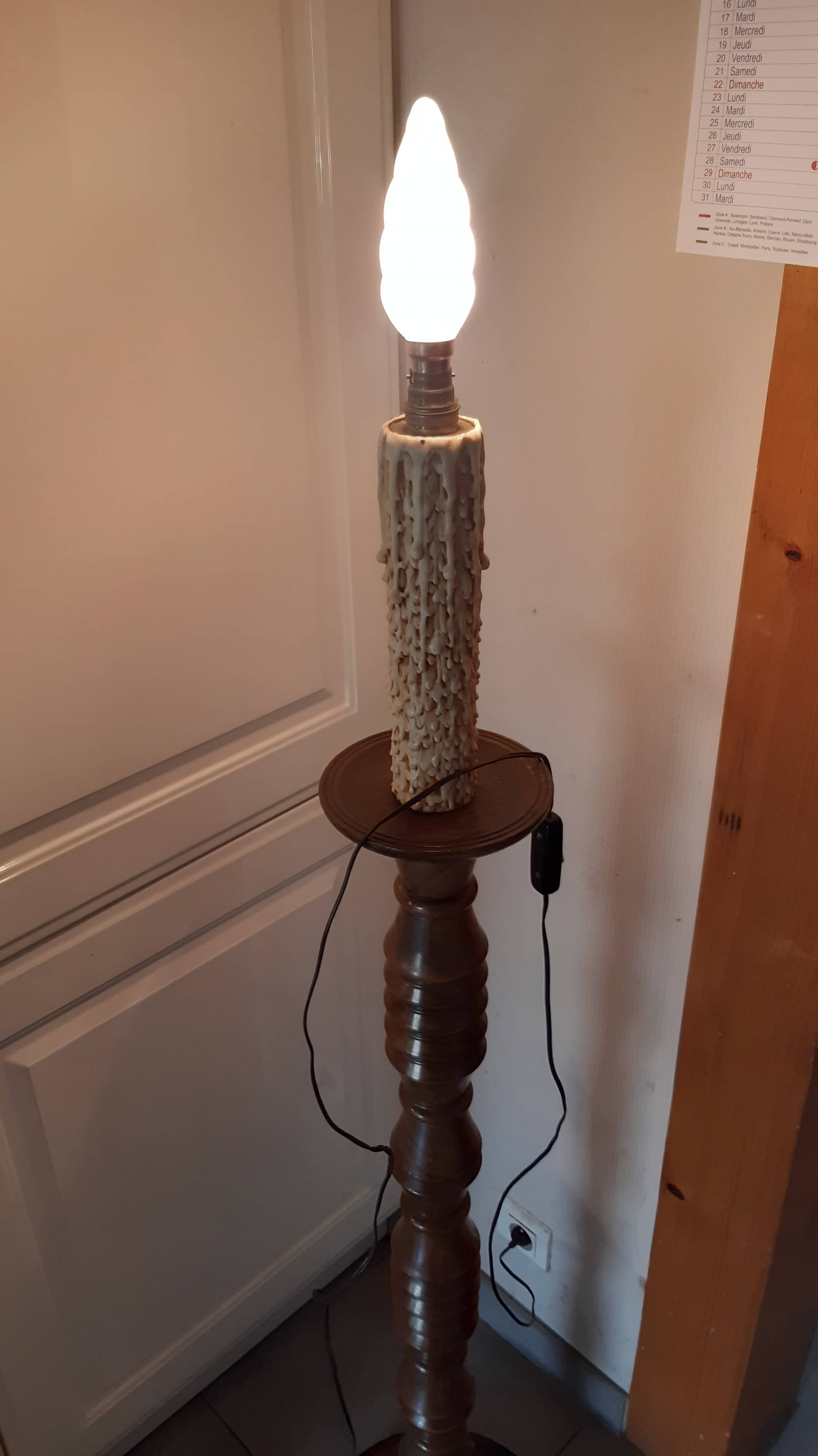 Art Deco turned wood floor lamp
