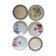 Six dinner plates don't match in red and blue