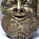 Small gilded bronze Oba mask from Bamoun, Cameroon, vintage Africa