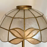 Table lamp with a vintage mother-of-pearl lampshade set and a golden foot
