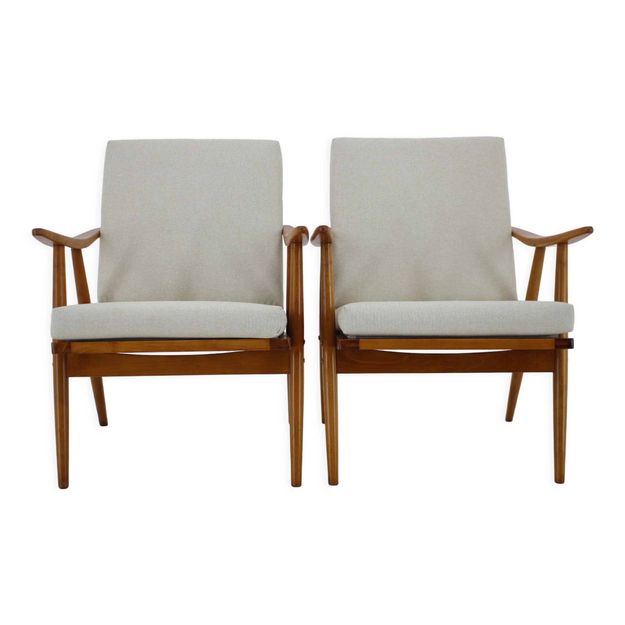 Paire de fauteuils en hêtre, Tchécoslovaquie