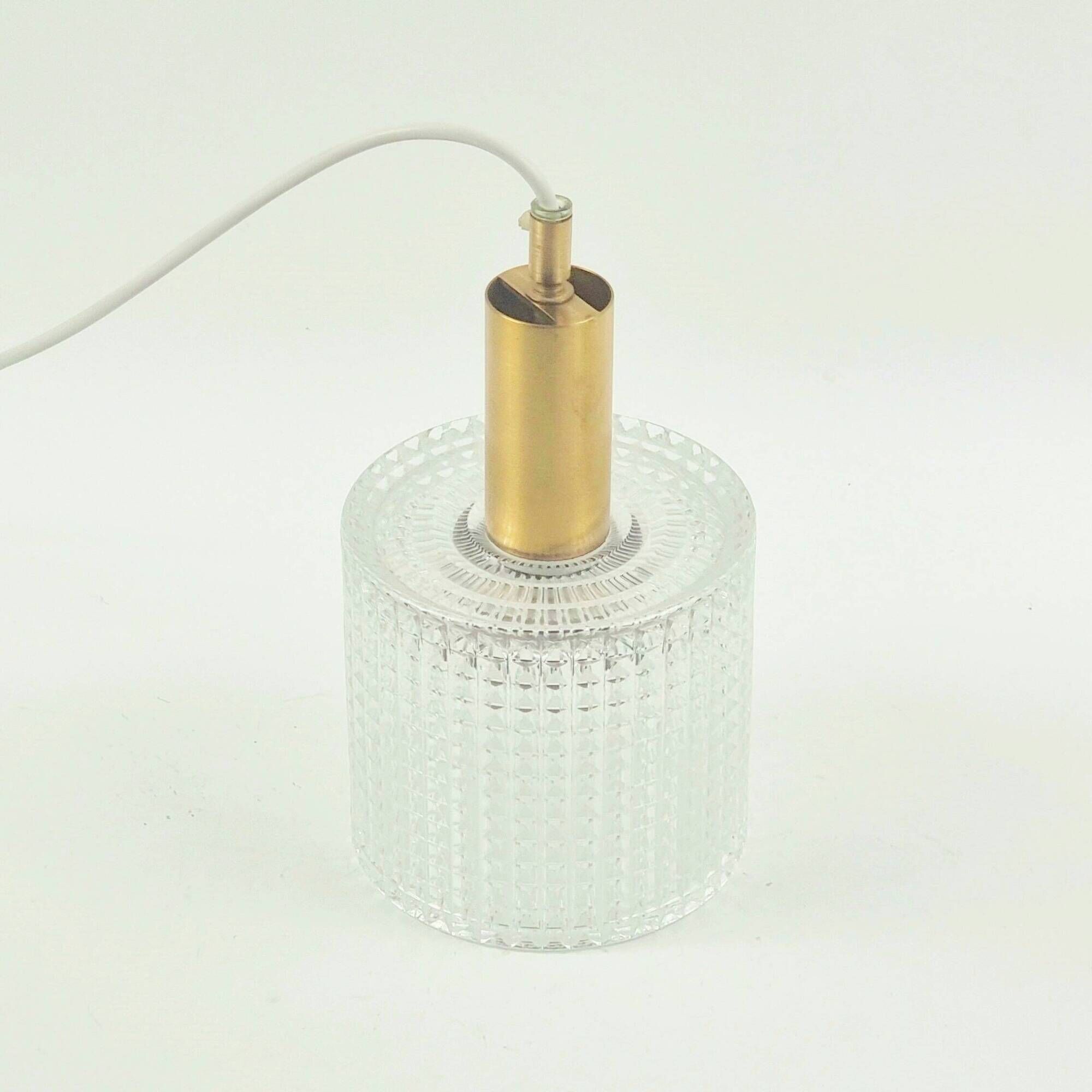 Scandinavian Glass & Brass Pendant Light by Fagerlund for Orrefors, 1960s