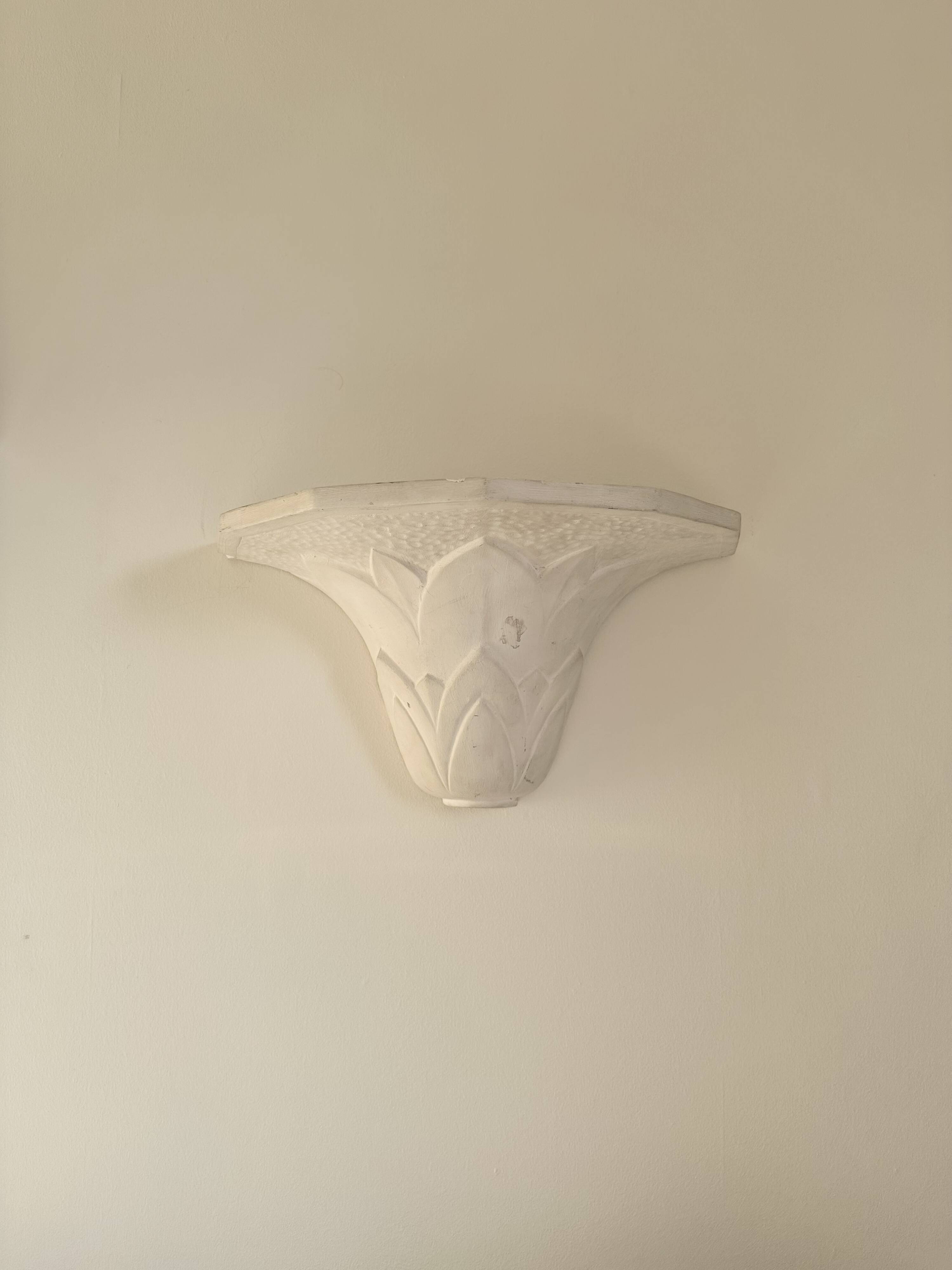 Pair of plaster wall sconces, palmette decoration, 20th century