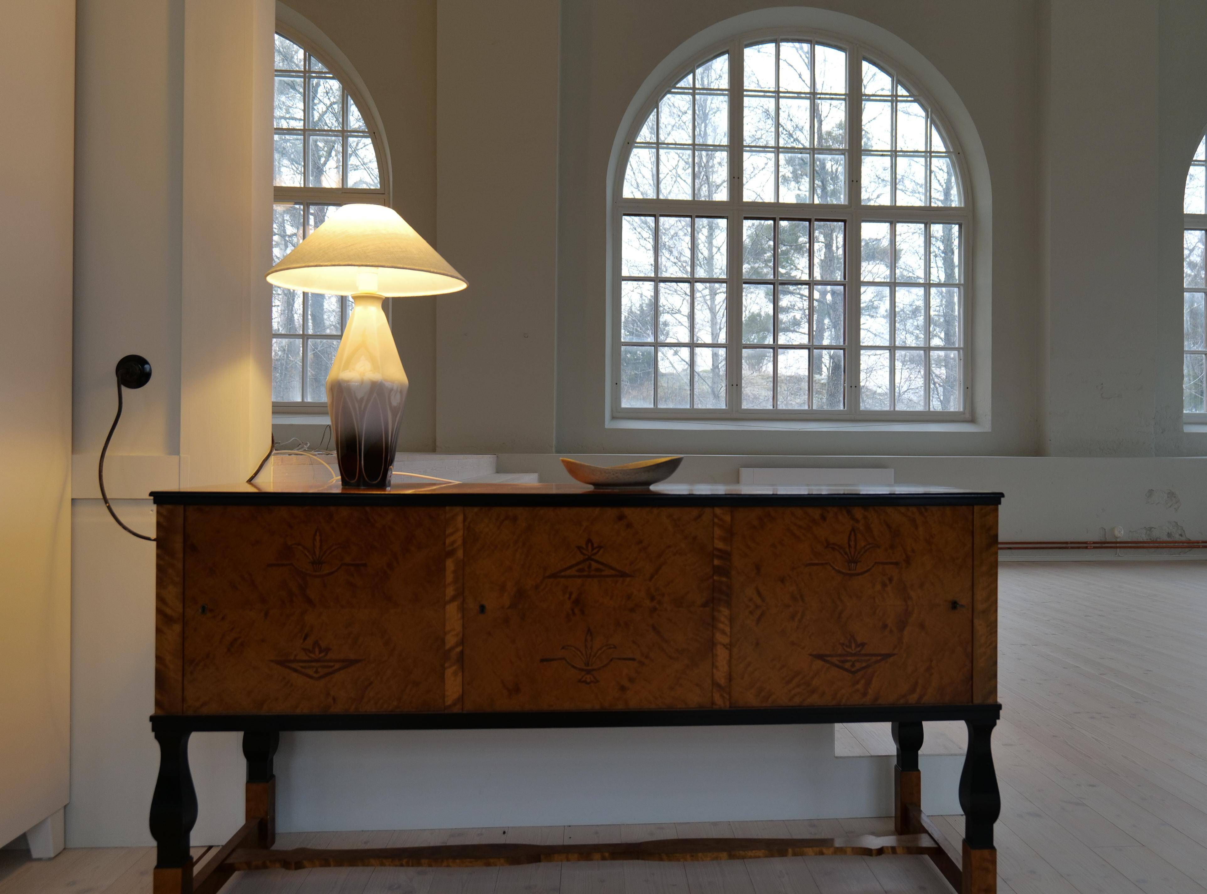 Art Nouveau ceramic table lamp Rörstrand Sweden, 1900