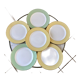 Set of 4 flat plates Saint-Amand pastel yellow and almond green 60s