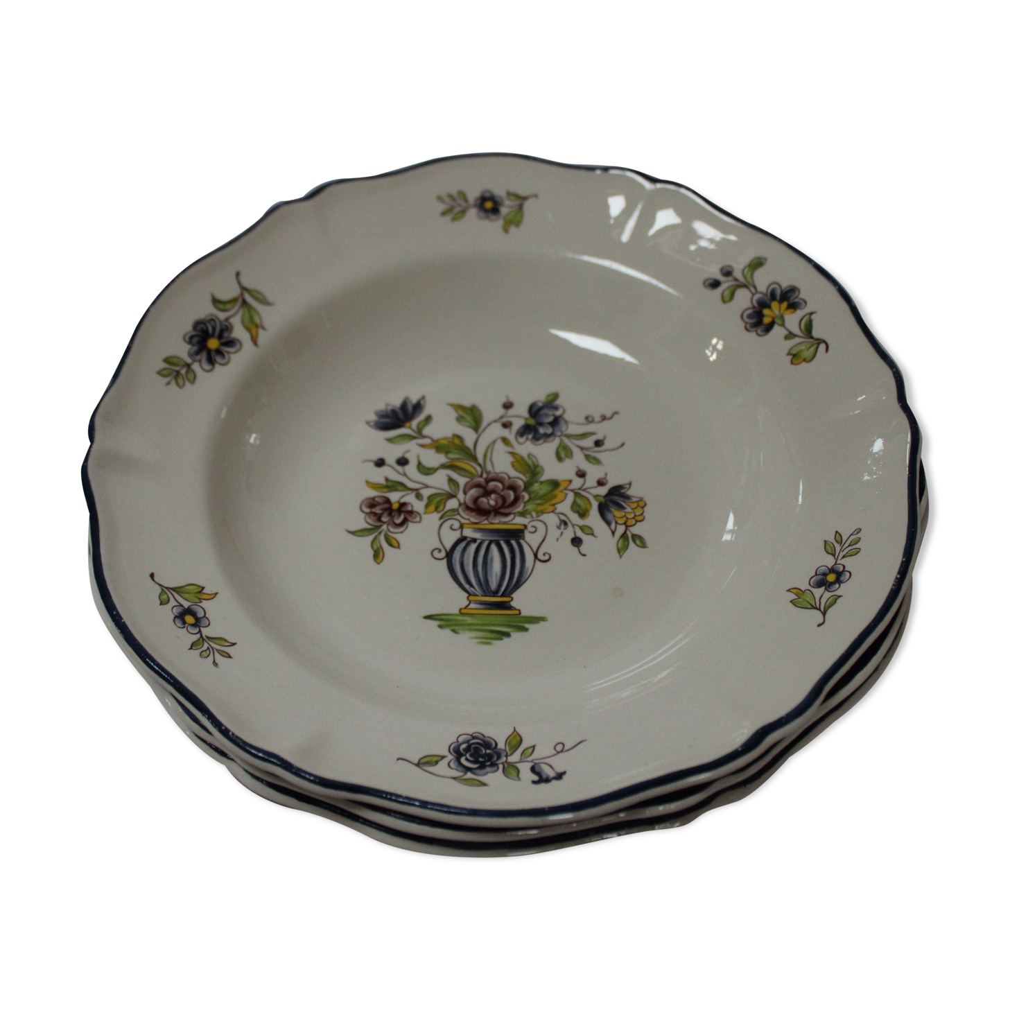 6 Saint-Amand Old Delft Hollow Plates