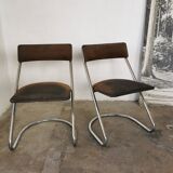 Pair of 1970 cantilever chairs, chrome