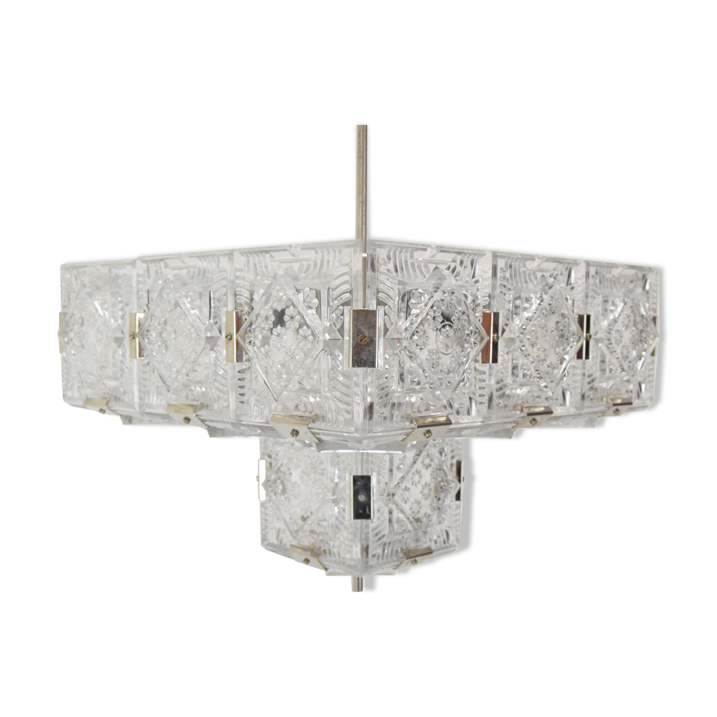 Mid-century glass pendant by Jaroslav Bejvl for Kamenicky Senov années 1960