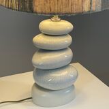 Cracked pebble lamp by François Châtain with its original lampshade, France 1970s