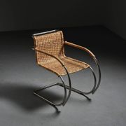 D42 tubular steel and cane armchair, Tecta, Germany, circa 1980