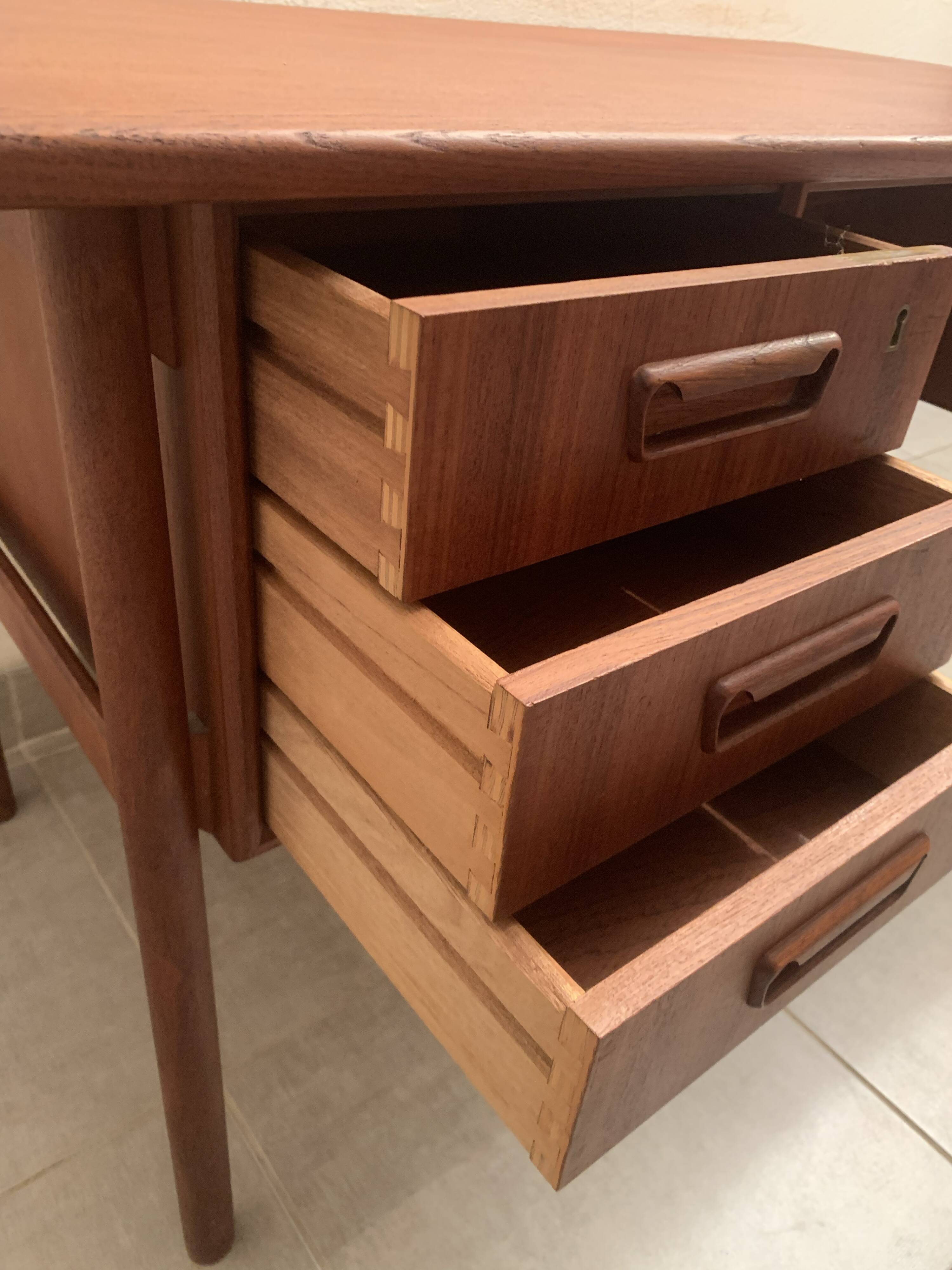 Vintage Danish teak desk by Gunnar Nielsen Tibergaard, 1960