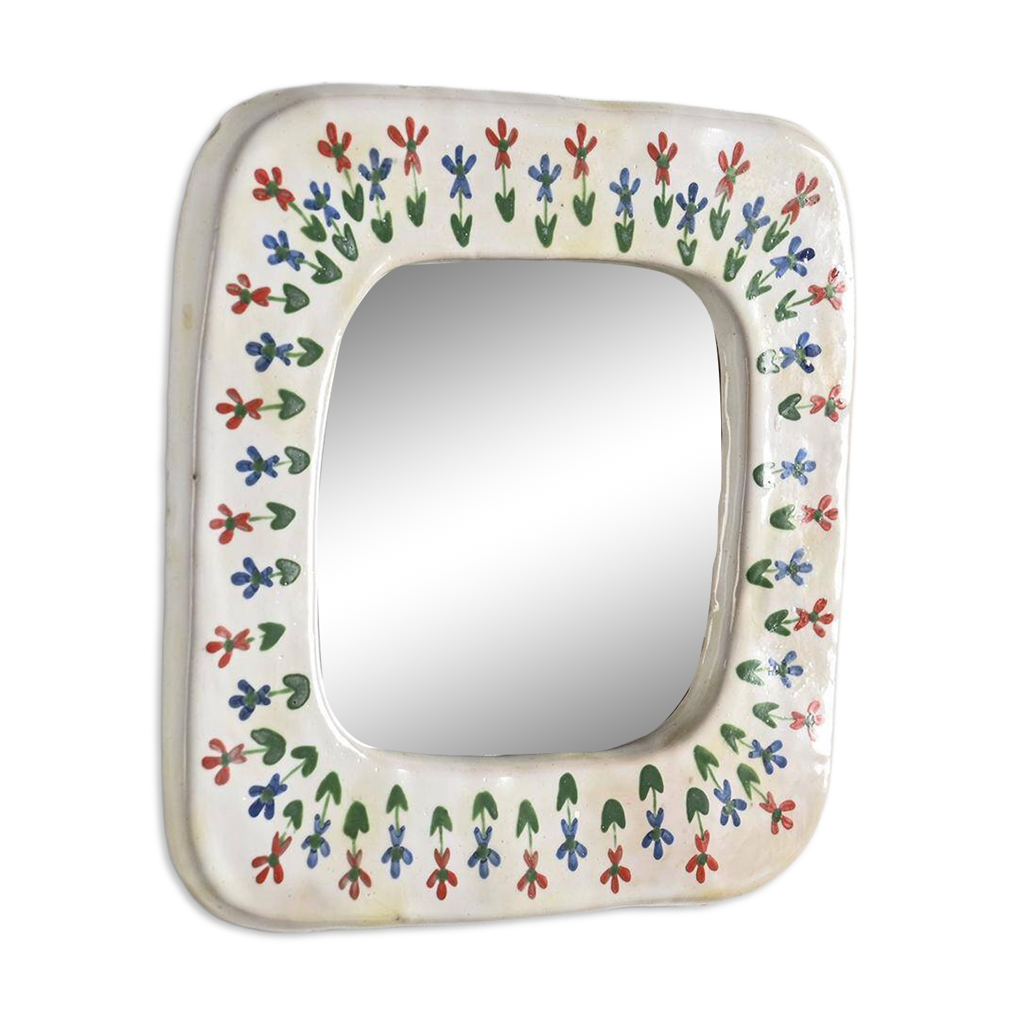 Ceramic mirror, Les Quatre Potiers, France circa 1965