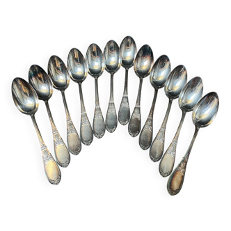 Set of twelve silver plated soup spoons