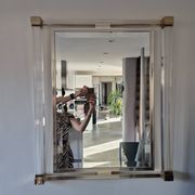 Pierre Vandel mirror in lucite and gold, 1970s
