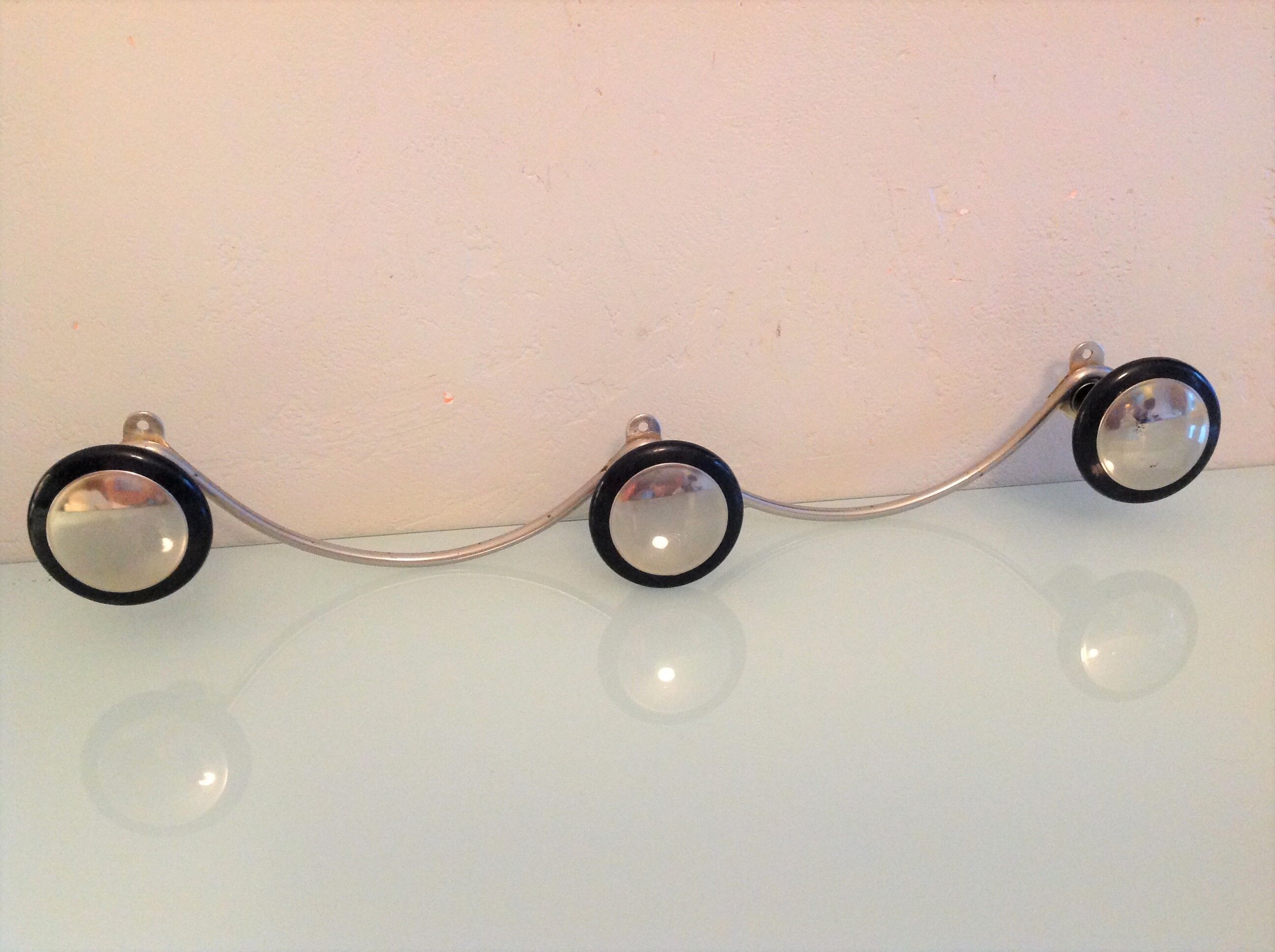 Moustache hook with three chrome heads / vintage 60s-70s