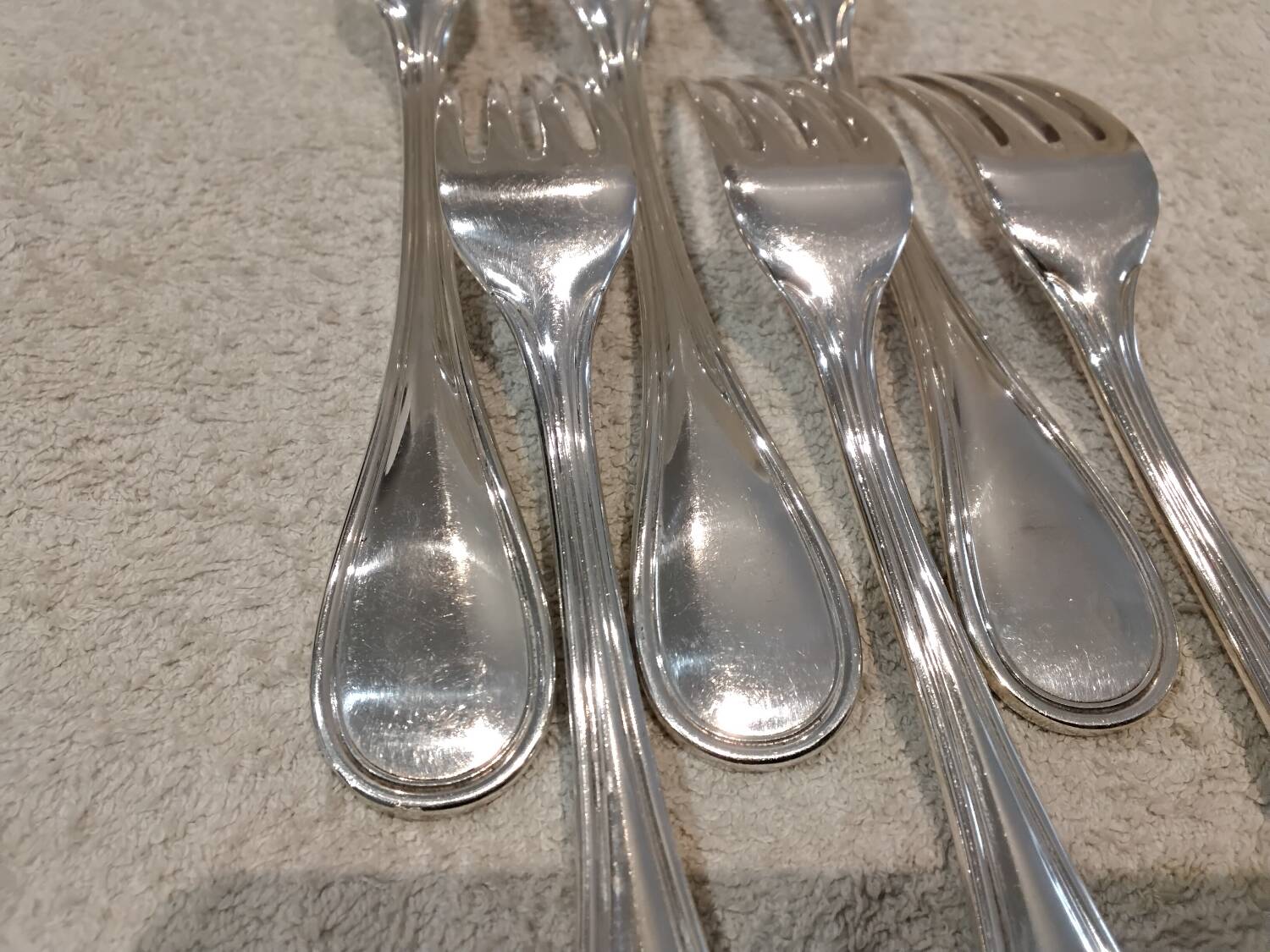 6 silver-plated metal table forks by Christofle silversmiths, Albi pattern