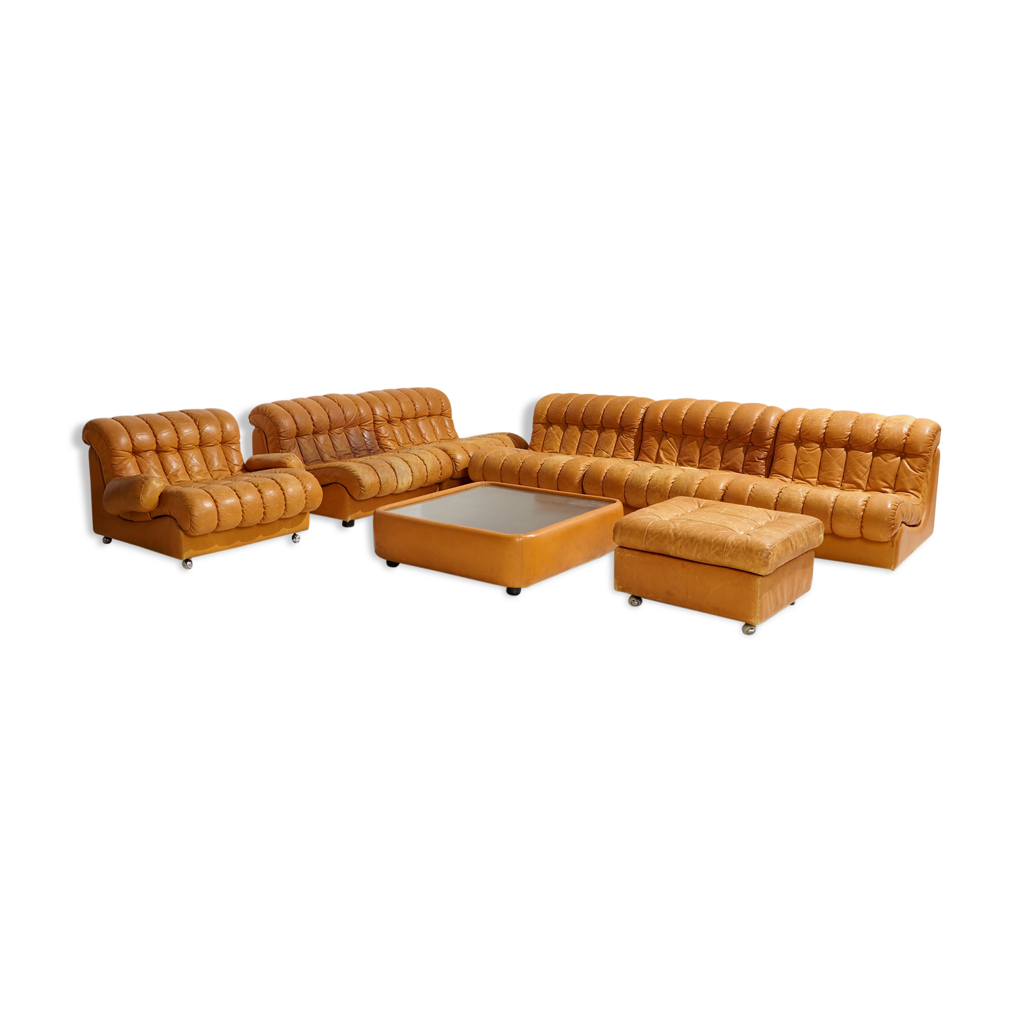 Modular leather sofa set