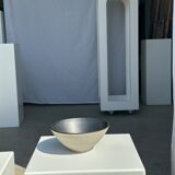 Duo of gray Indonesian ceramic bowls or salad bowls