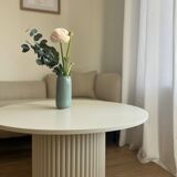 table basse ronde cannelée beige clair Ø 70 cm