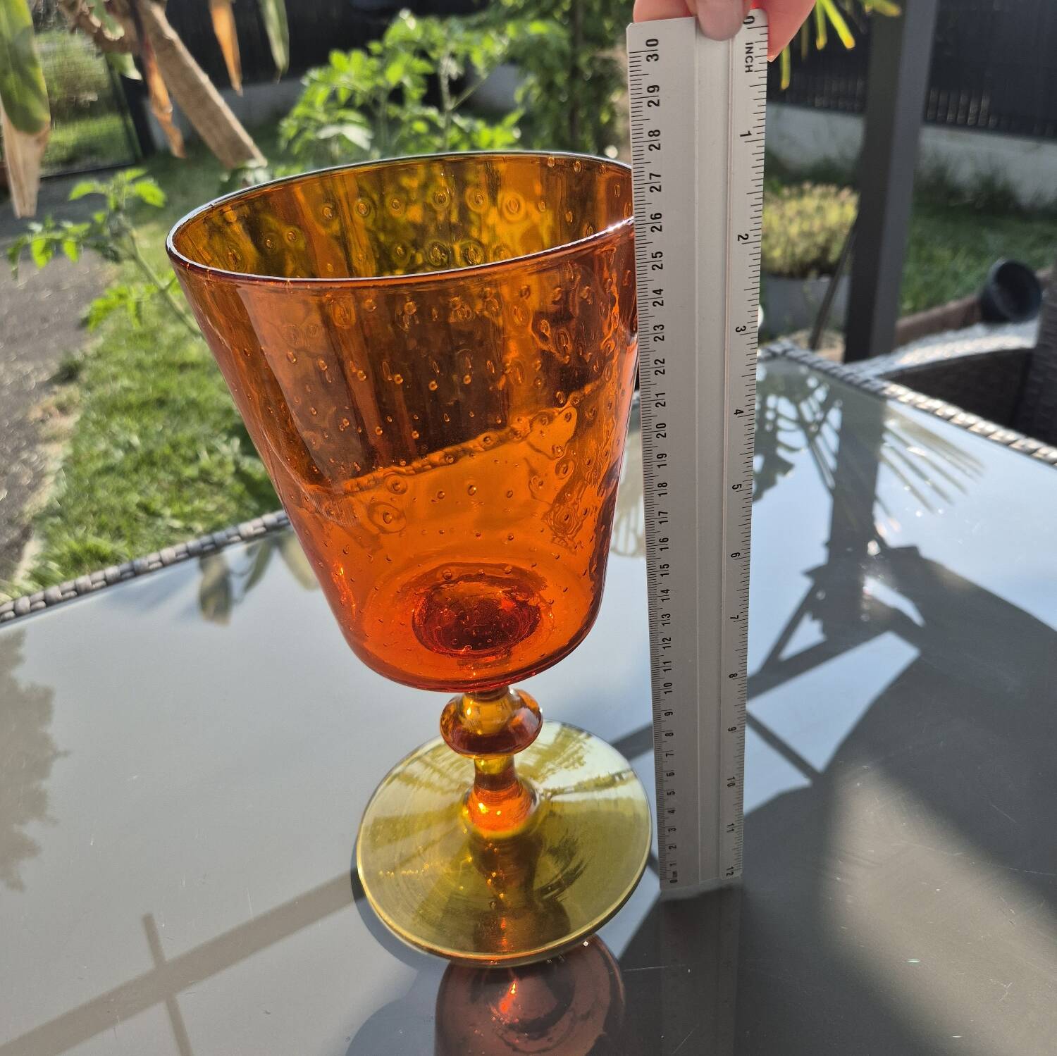 Vintage blown glass vase – orange bubble crystal – circa 1970