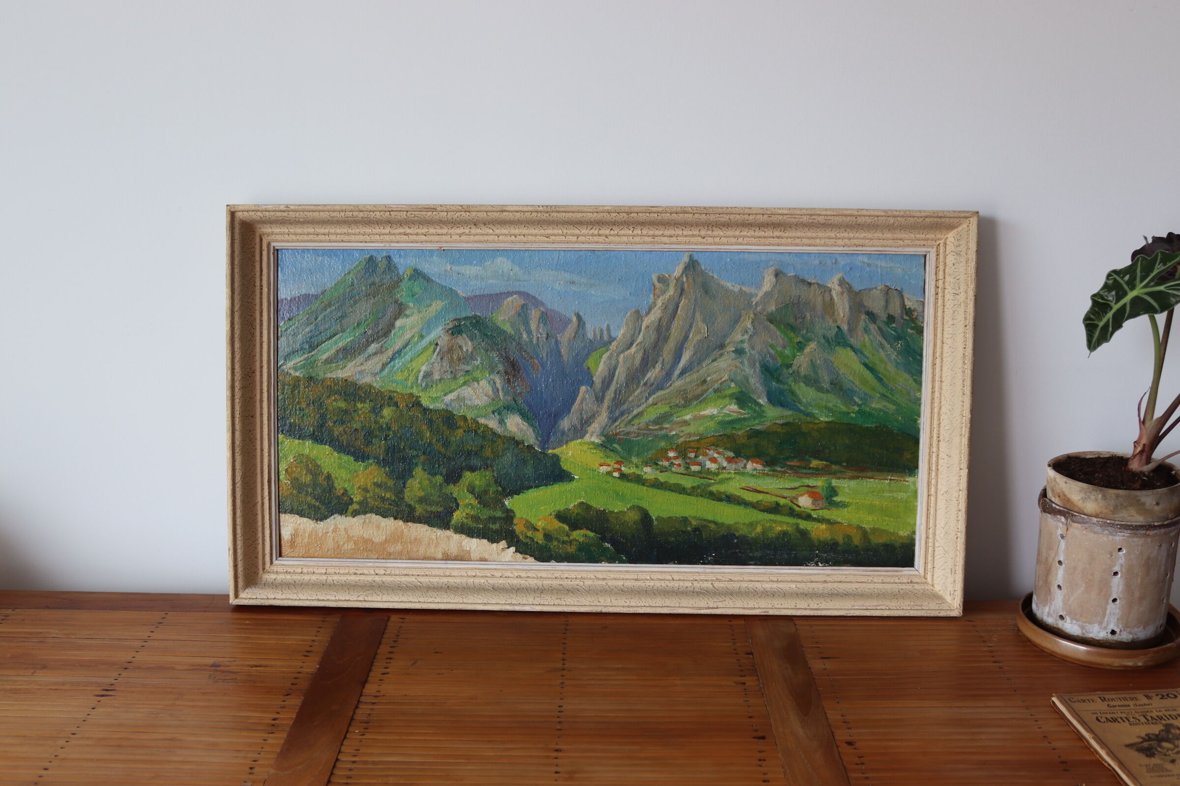 Painting oil on canvas mountain landscape
