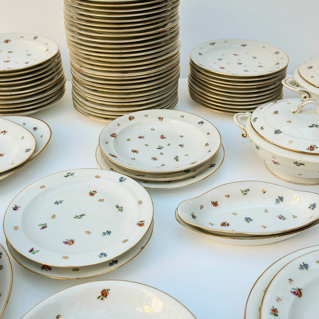 Porcelain service plates and dishes 74 pieces Limoges
