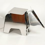 80s heavy metal chrome elephant floor lamp as side table Postmodern design