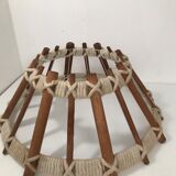 Hanging lamp in linen wood and wool