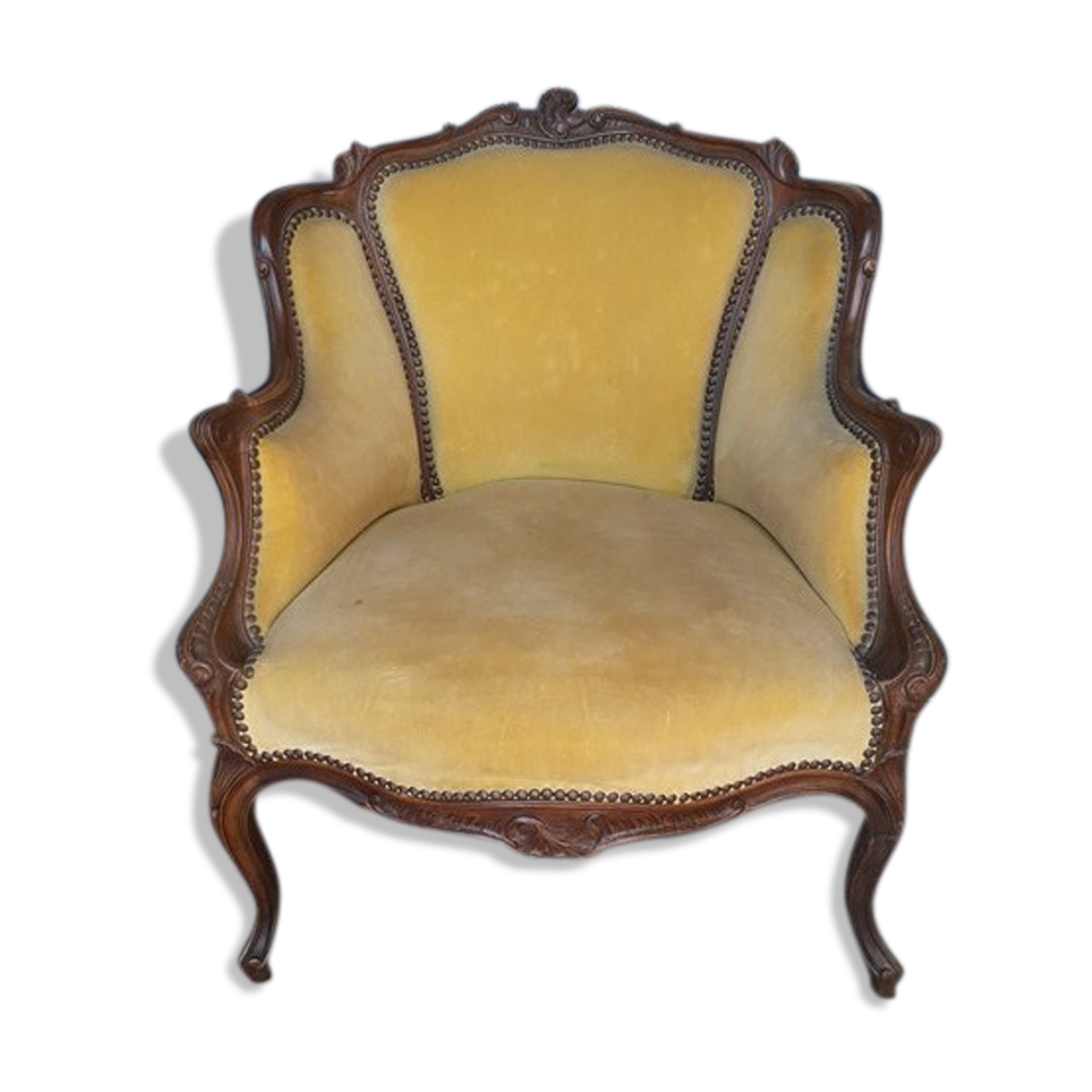 Bergere Louis XV ep 1930/40 walnut gondola