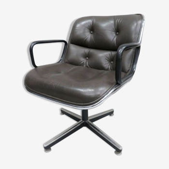 Pollock executive desk chair 1st edition Knoll vintage dark brown leather