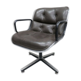 Pollock executive desk chair 1st edition Knoll vintage dark brown leather