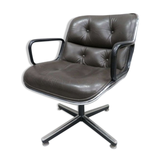 Pollock executive desk chair 1st edition Knoll vintage dark brown leather