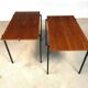 Minimalist walnut & steel stacking side tables, 1960s, Set of 2