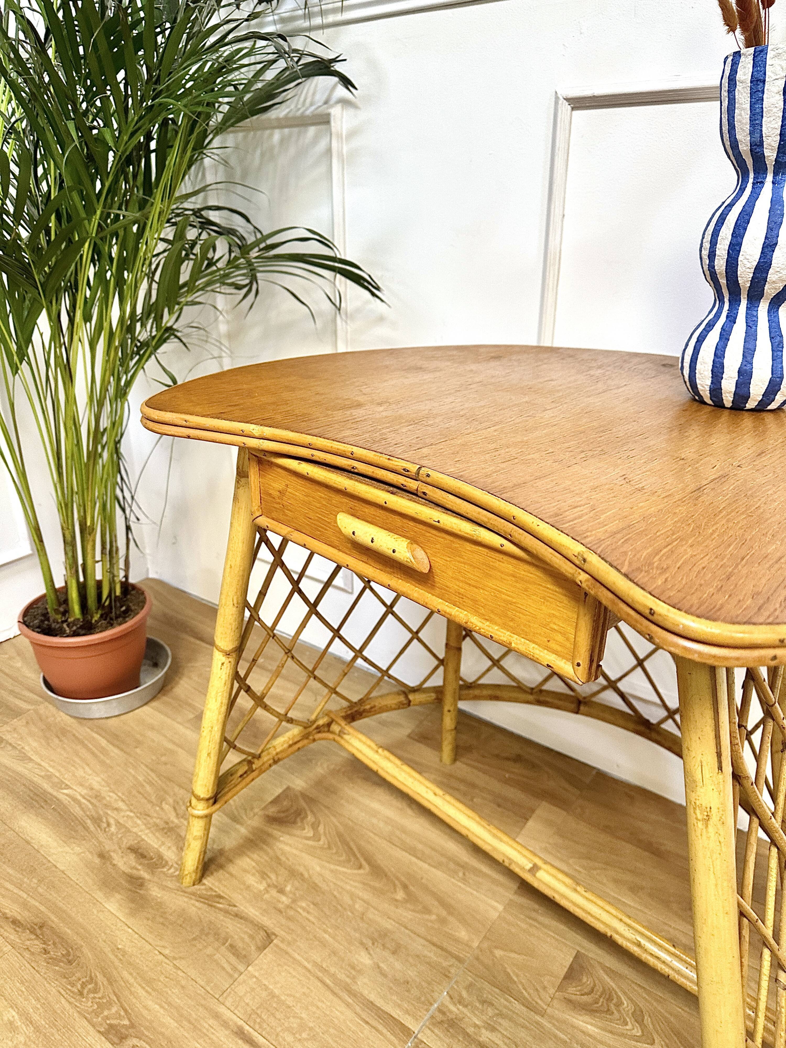 Vintage rattan table, desk