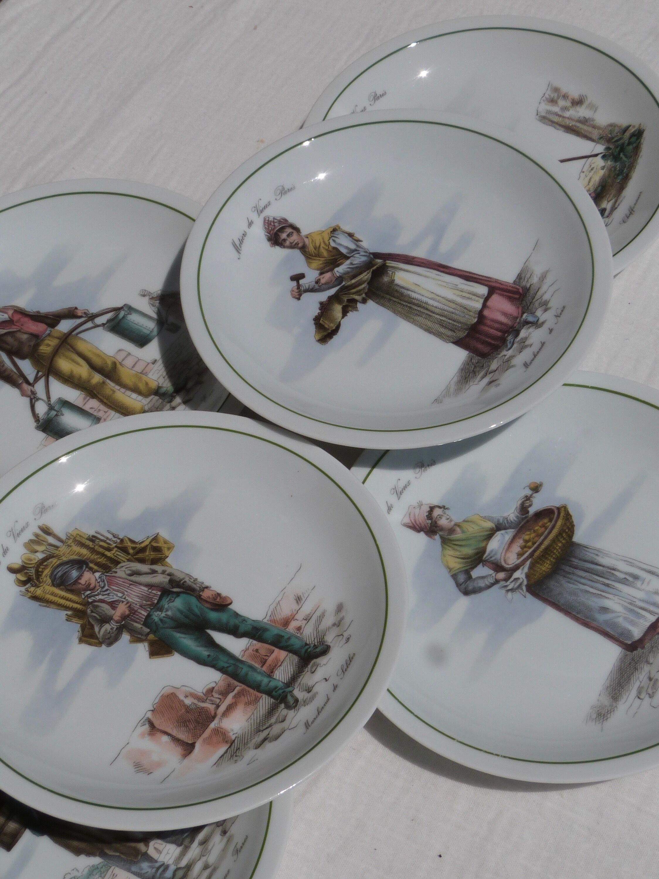 Set of 6 dessert plates "Métiers Vieux Paris"