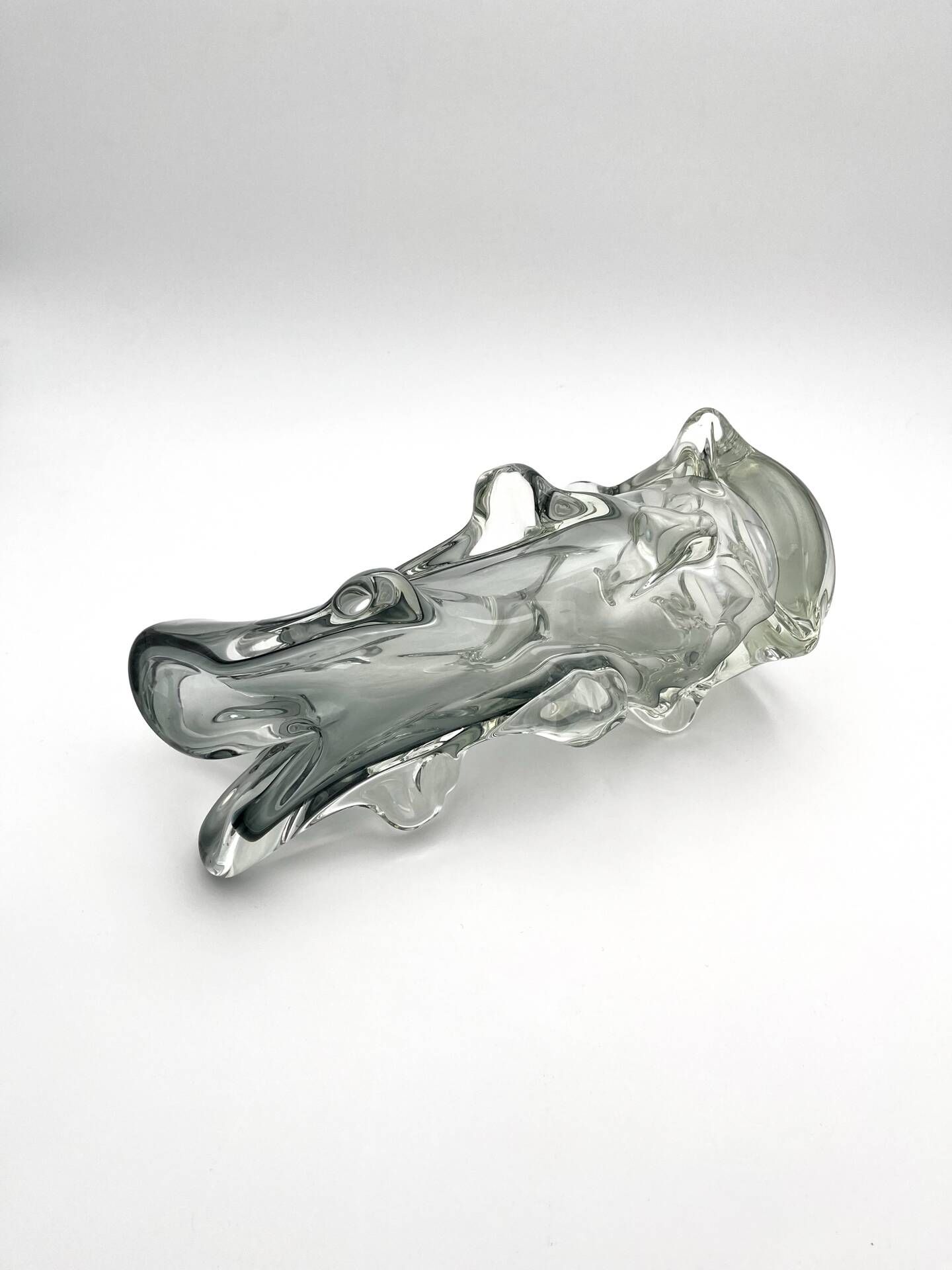 Large Murano Vase Smoked Glass Sculptural 31.5cm 3.1kg