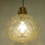 Vintage thick glass suspension by Glashette Limburg 1960s