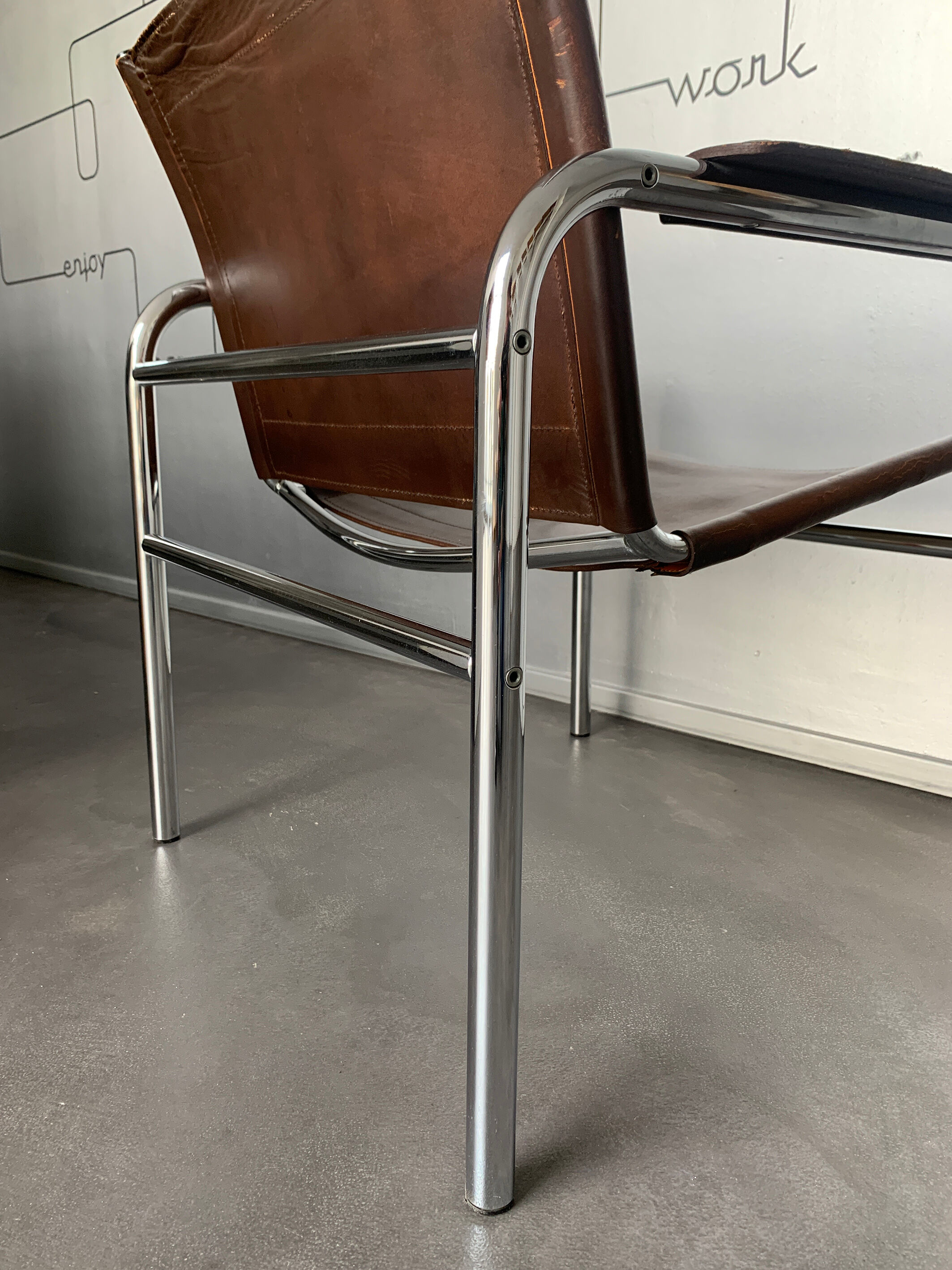 'Klinte' armchair for Ikea, chrome & leather design Tord Bjorklund 1970s chair