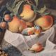 Grande peinture italienne du XVIIe siècle, nature morte antique avec des fruits.