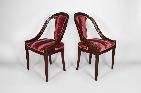 Salon Art Déco par Paul Follot en velours rose , circa 1920