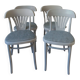 Set of 4 vintage bistro chairs from the 1970s enhanced in grey.