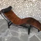 LC4 chaise longue in cowhide and black frame by Cassina, 1970–80