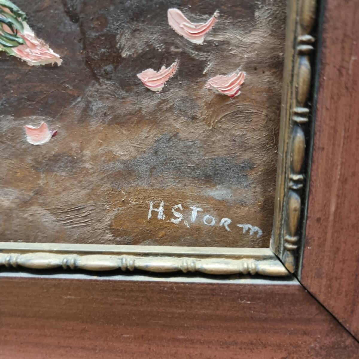 Vintage Oil Painting Flowers H. Storm, 1970s