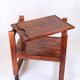 Serving cart on wheels - dark wood - removable cutting board - vintage style