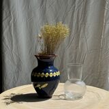 Ribbed glass ball vase