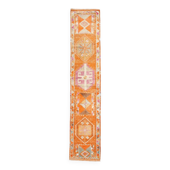 Tapis de couloir turc vintage long 3x13, 79x399 cm