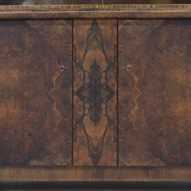 Walnut Art Deco Design Bookcase / Cabinet / Display Case