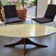 Marble coffee table and rosewood by Hugues Poignant